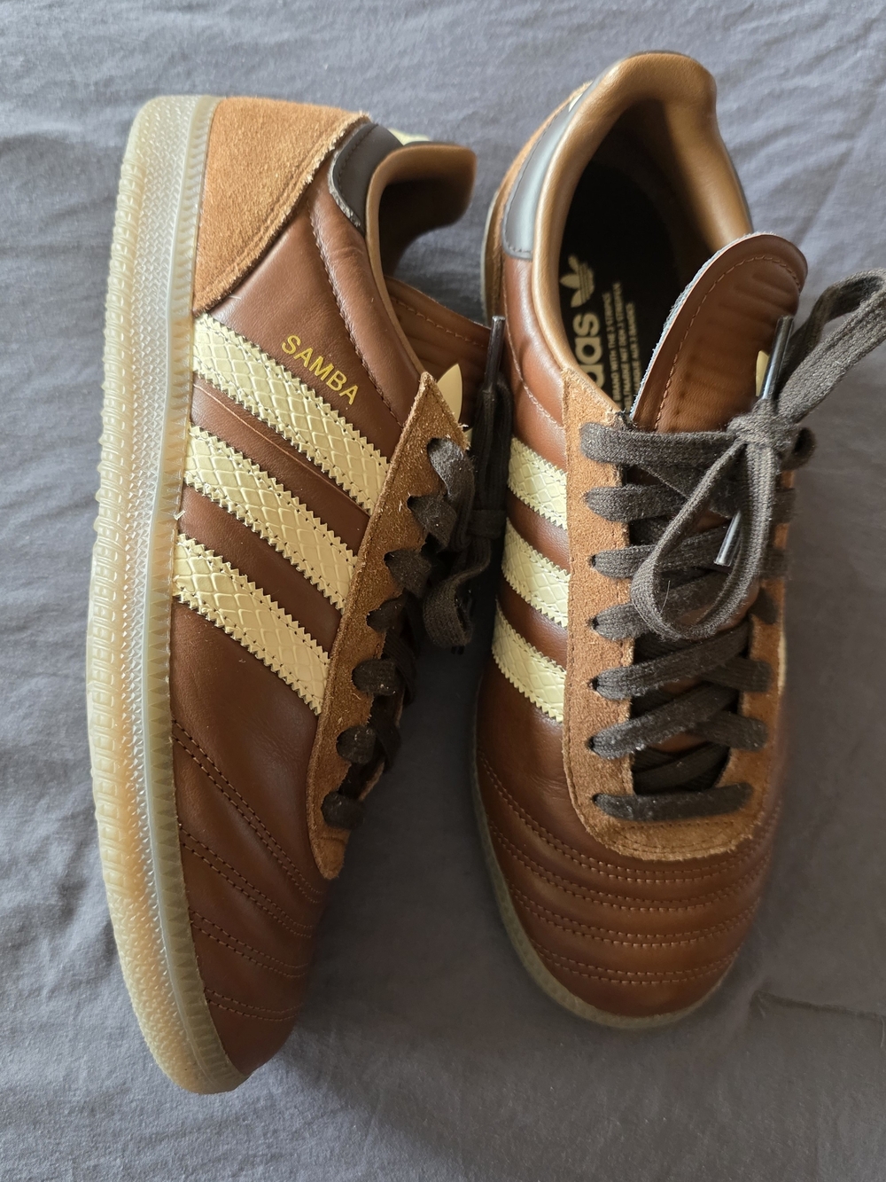 Adidas Women’s Samba-Inspired Brown and Tan Leather Sneakers - Picture 2 of 5